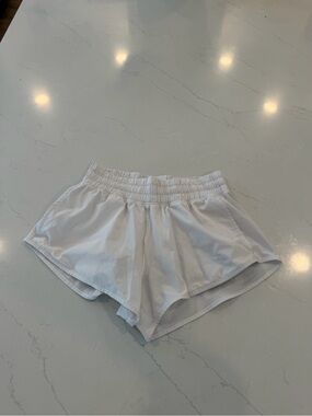 White Elastic-Waist Women's Athletic Shorts